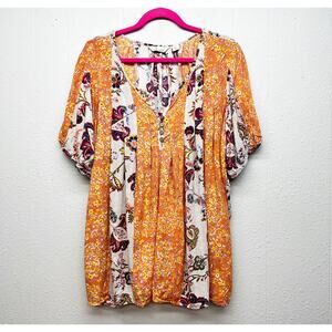 Caffe Marrakesh Patchwork Floral Top Womens 2X Cottagecore Fairy Boho Hippie